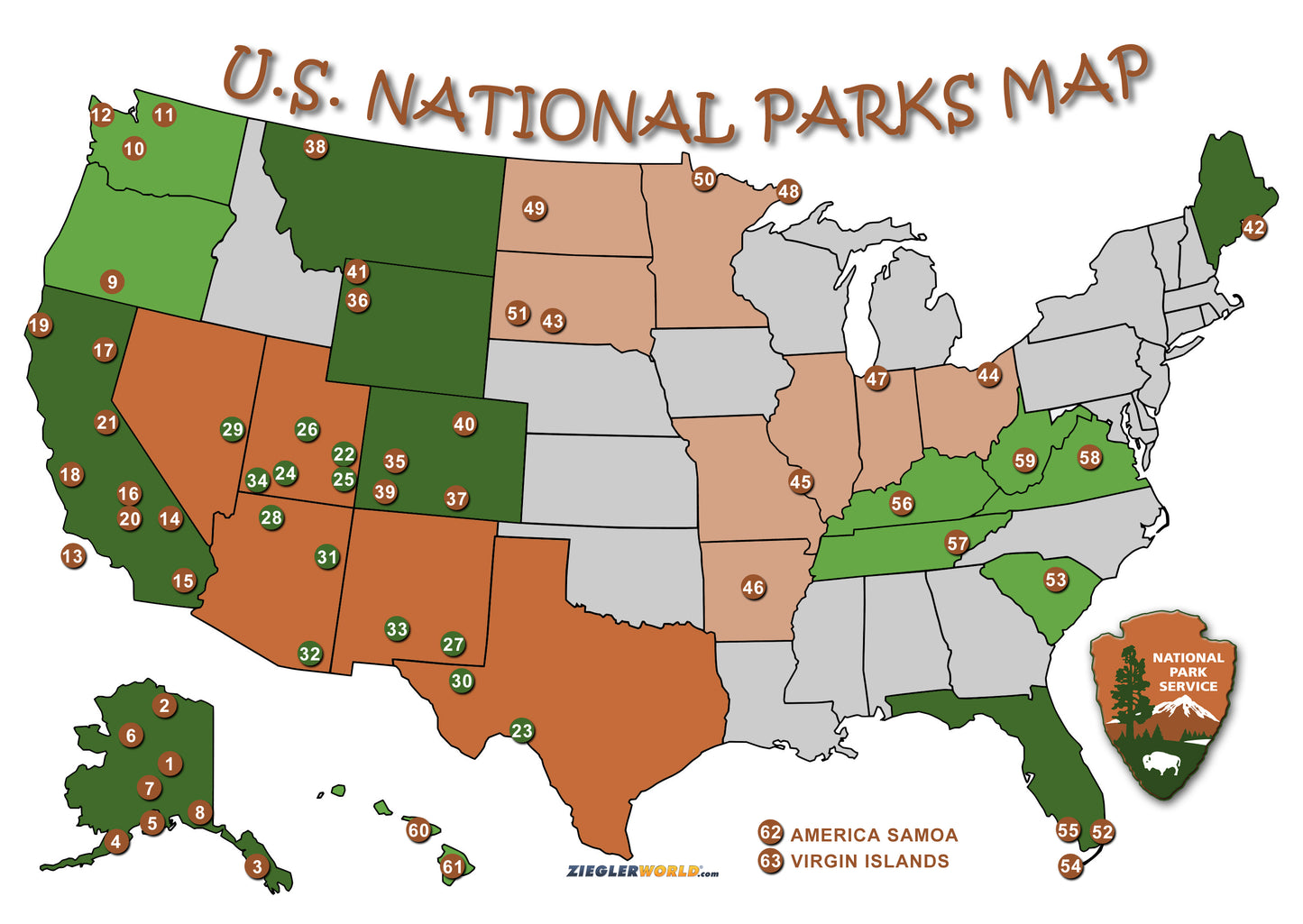 US National Parks Map