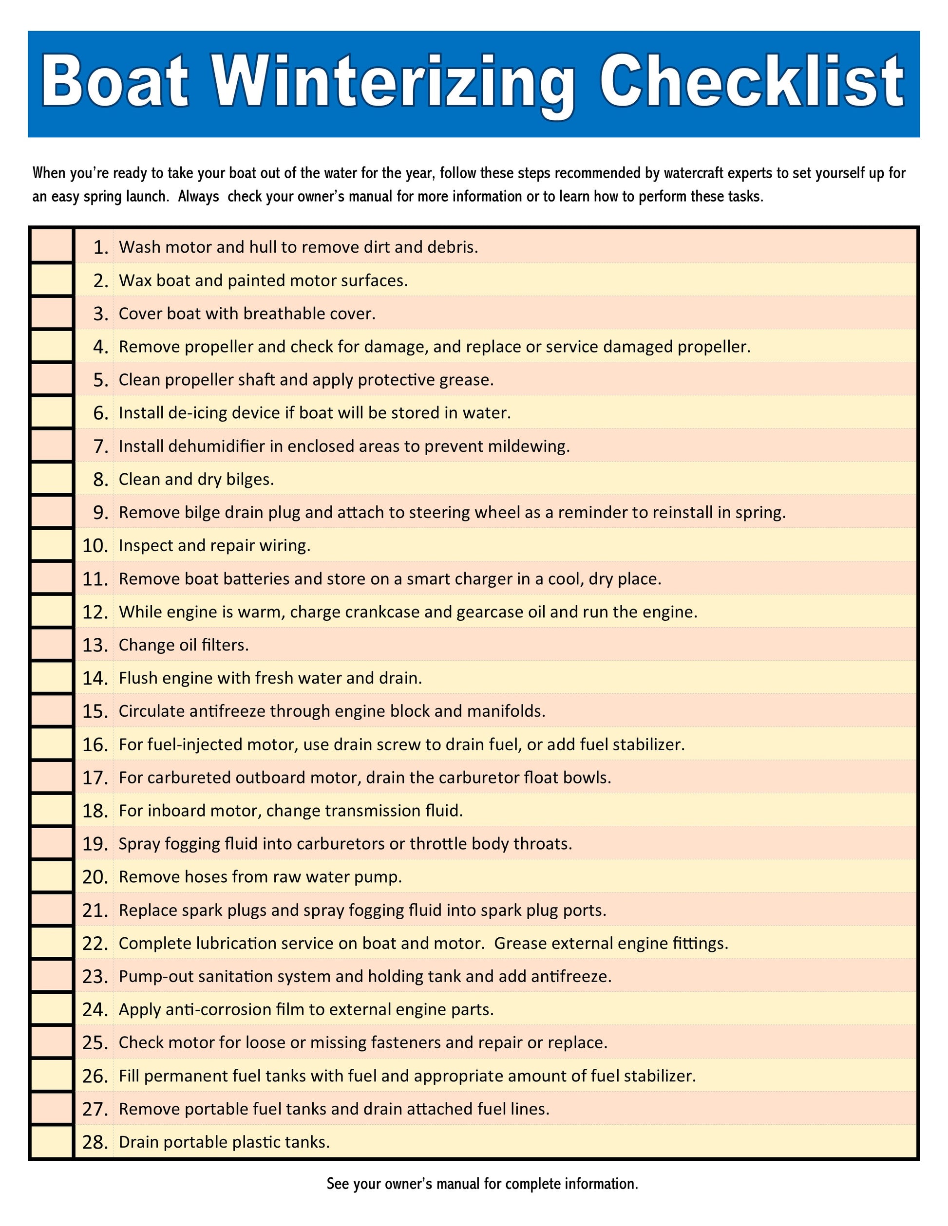 Boat Winterization Checklist