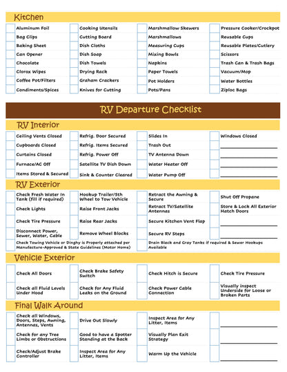 RV Packing List