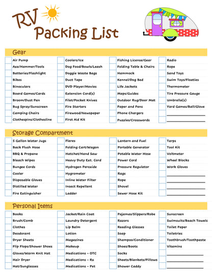 RV Packing List