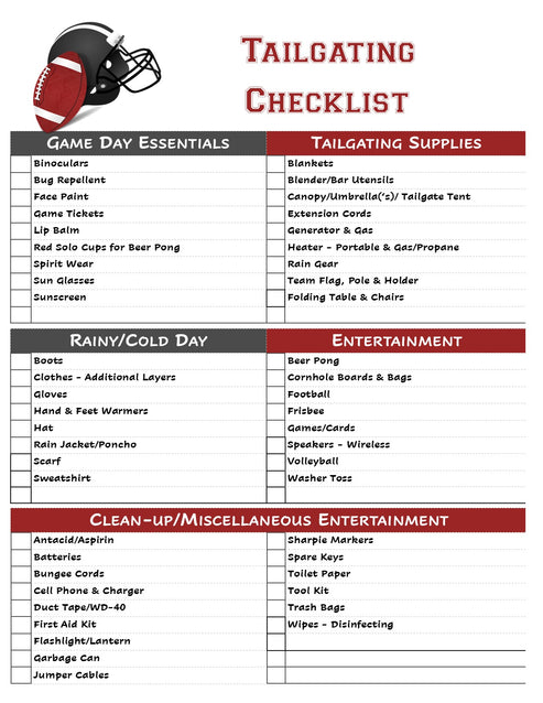 Tailgating Packing Checklist - Ultimate List – Reusable Tournament ...