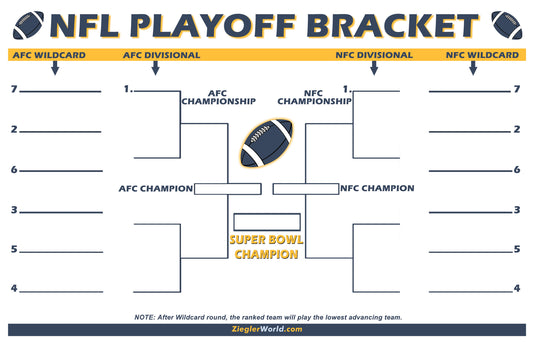 NFL Playoff Bracket for the Playoff Tournament AFC vs NFC in the Road for the Super Bowl